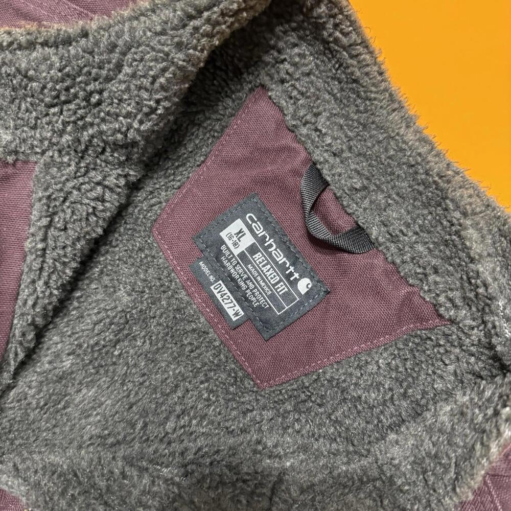 Carhartt Duck Canvas Burgundy Sherpa Lined Vest Womens Size XL  16-18 OV4277-W - Picture 2 of 10